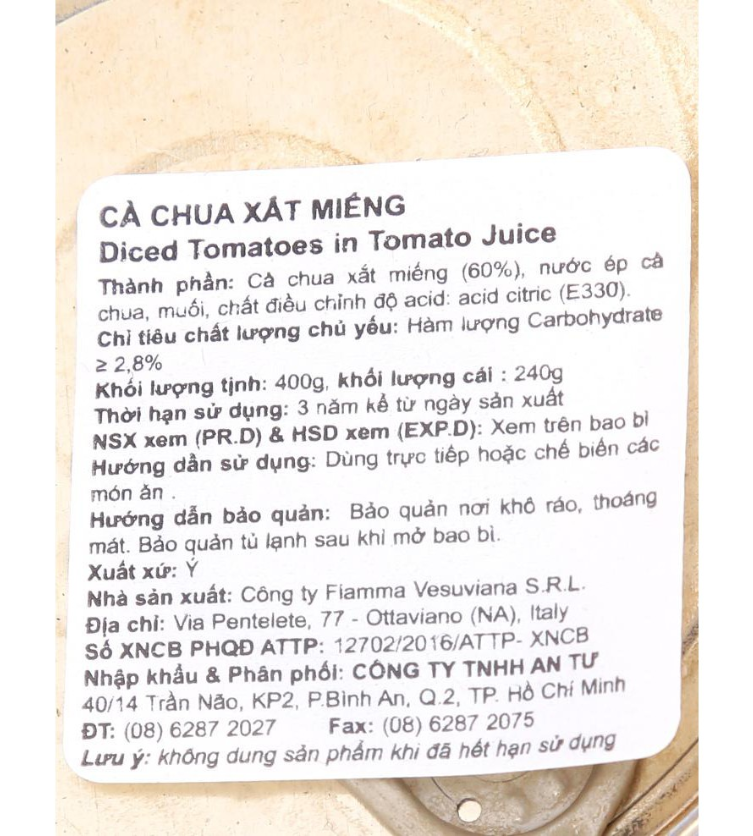 Cà Chua Xắt Miếng Fiamma 400g