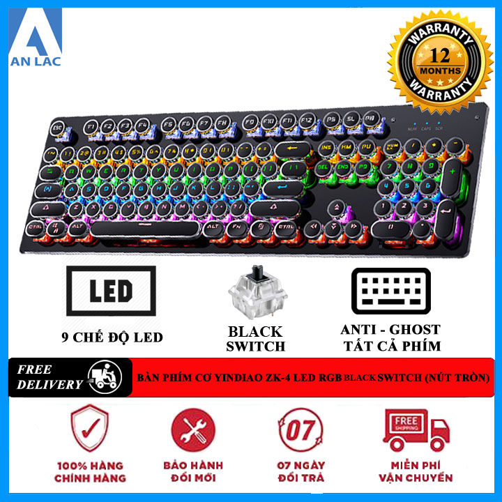 Bàn phím cơ YINDIAO ZK-4 104 nút tròn phím cơ tiêu chuẩn