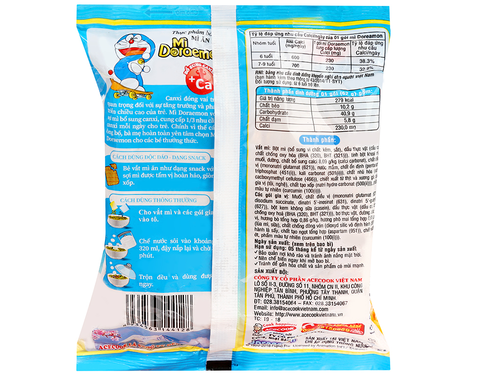 Mì Doraemon Bò cuộn phô mai 62g thùng 30 gói