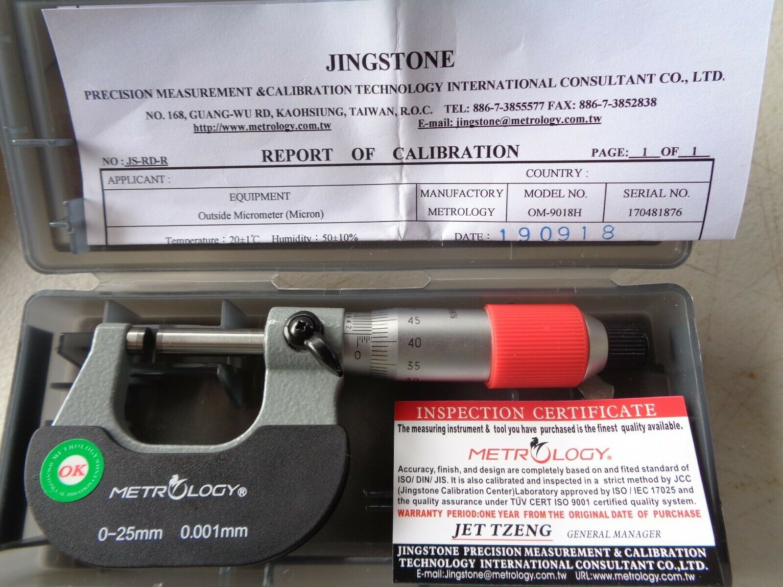 Panme cơ đo ngoài Metrology OM-9019H