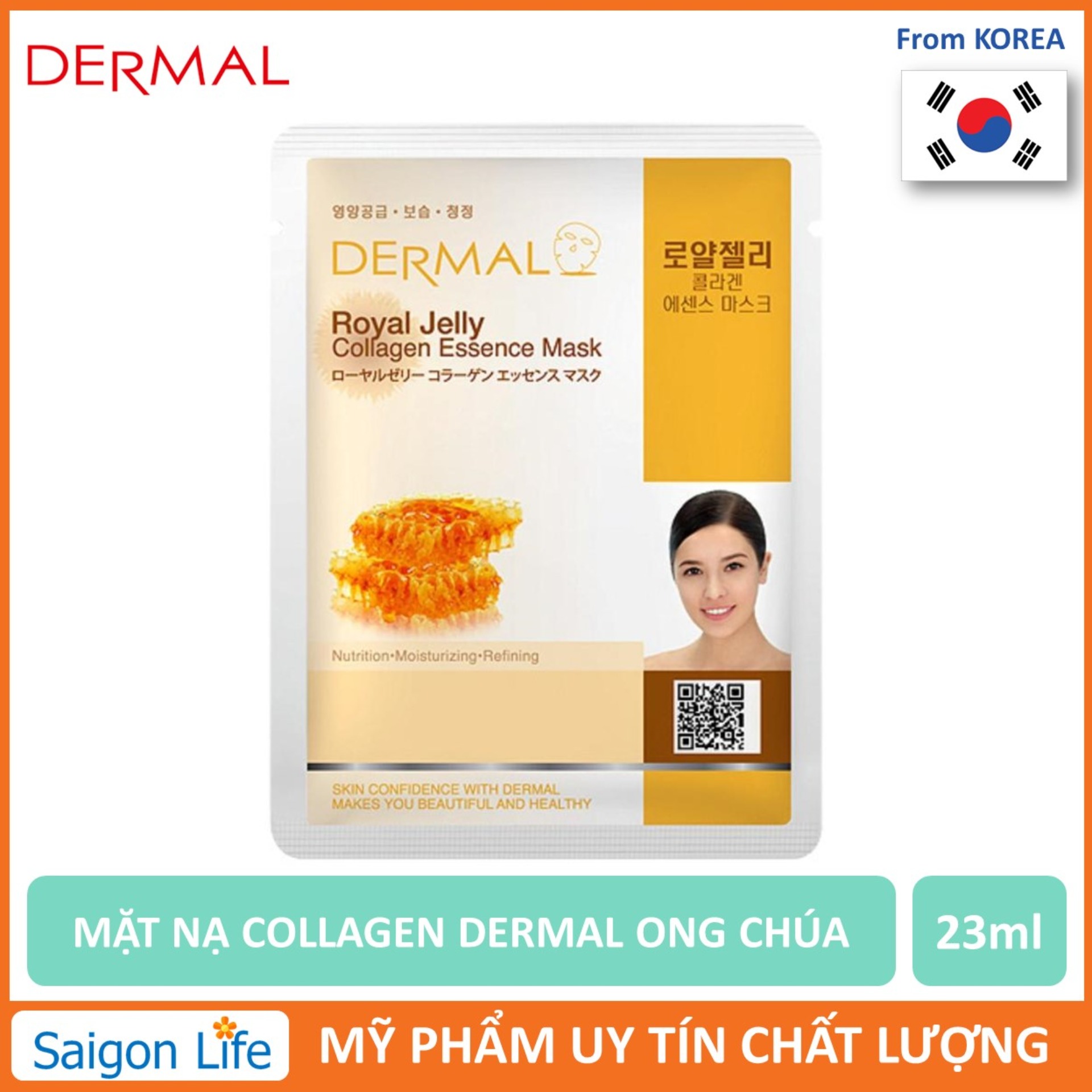 Mặt nạ chiết xuất sữa ong chúa Dermal Royal Jelly Collagen Essence Mask 23g