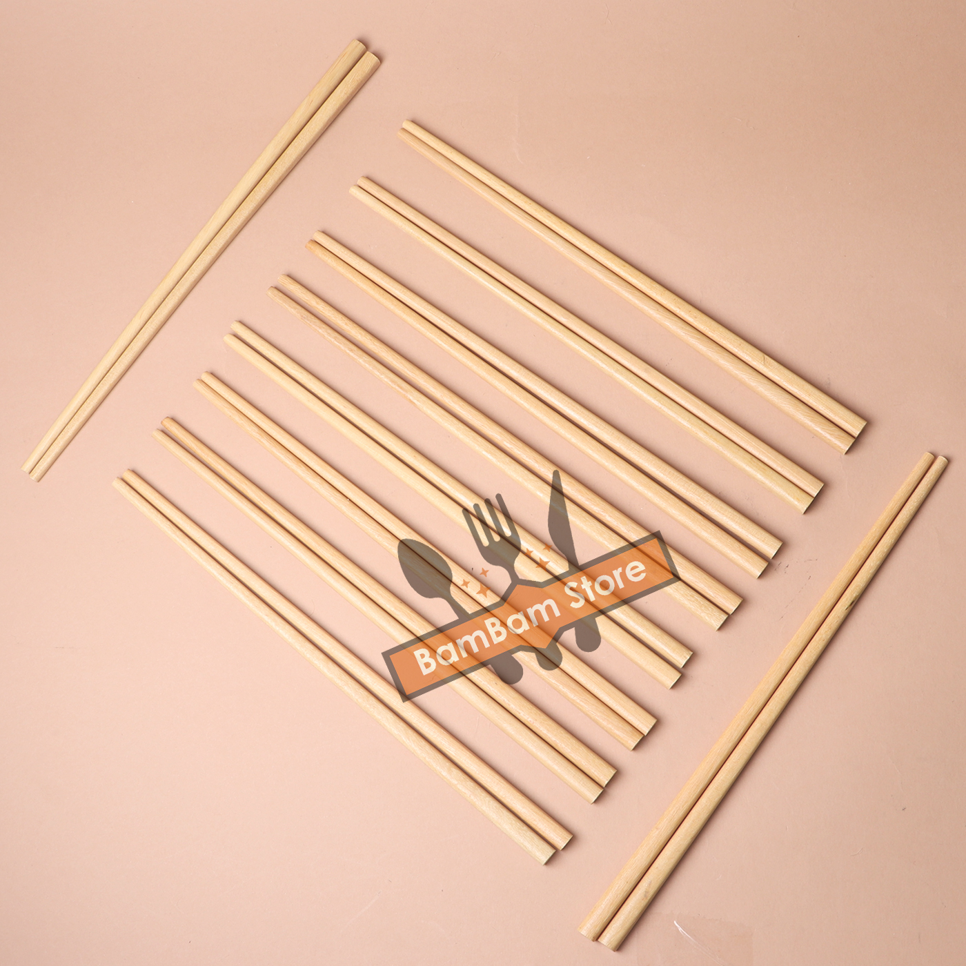 BỘ 10 ĐÔI ĐŨA GỖ MÀU BE DT01