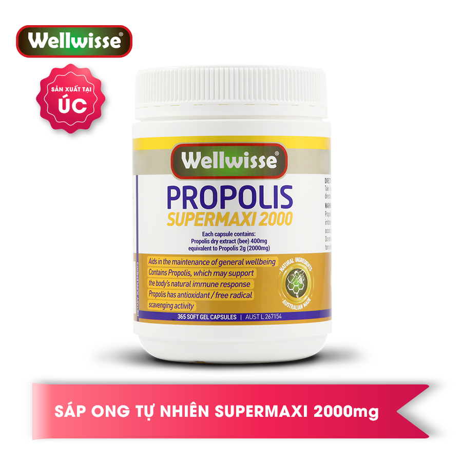 Thực phẩm chức năng hỗ trợ tăng cường miễn dịch Wellwisse Propolis Supermaxi 2000 365 viên