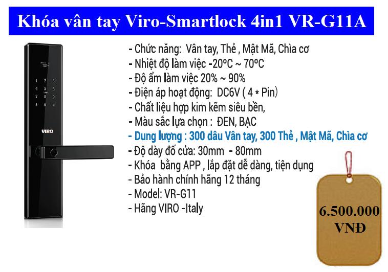 Khóa cửa vân tay 4in1 Viro-Smartlock VR-G11A