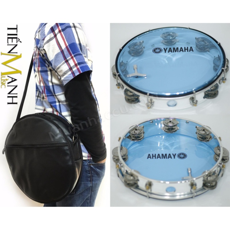 Combo Trống lắc tay & Bao đựng Lục Lạc Gõ Bo Tambourine Yamaha MT6-102B (Xanh)