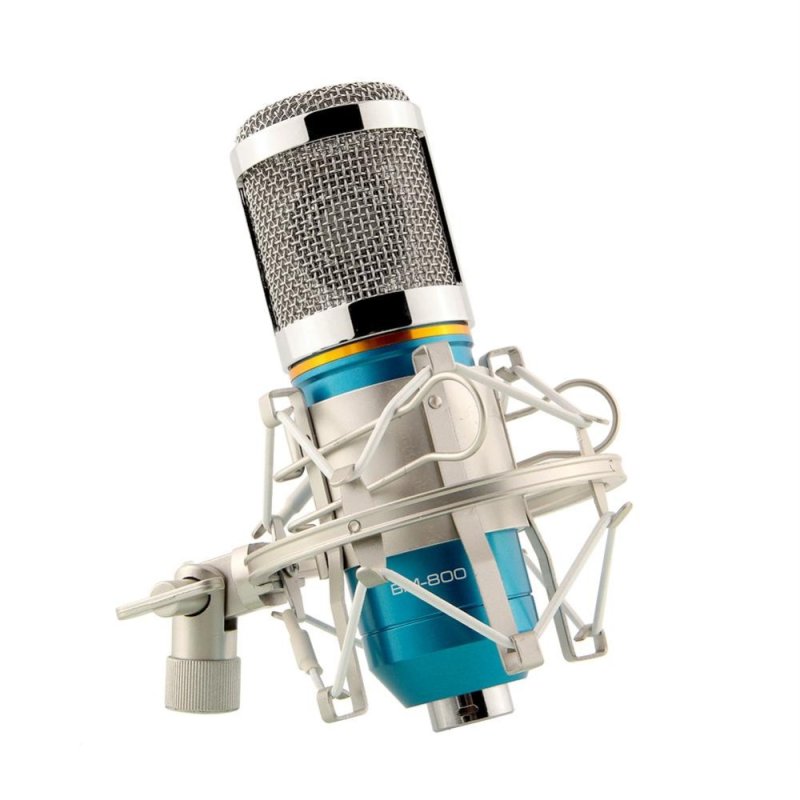 Condenser BM800 Microphone Recording W/Shock Mount Blue+Silver For Stage KTV - intl