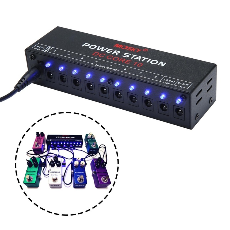 Bộ nguồn bàn đạp ghi ta leegoal 10 ngõ ra 1 chiều riêng biệt 9V/12V/18V Bàn đạp 10 hiệu ứng bảo vệ đoản mạch/quá dòng cho Bảng điều khiển bàn đạp hiệu ứng Ghi ta - intl