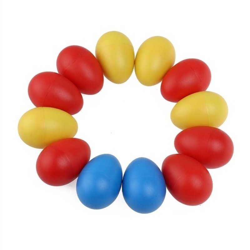 TINKSKY 12pcs Plastic Percussion Musical Egg Maracas Egg Shakers Child Kids Toys (Random Color)