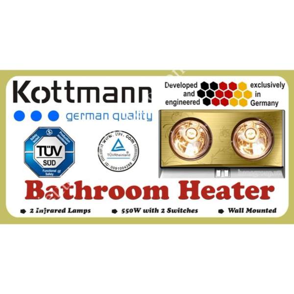 Đèn sưởi nhà tắm Kottmann - 2 bóng Làm Nóng Tăng Nhiệt Độ Giữ Âm Cho Phòng Tắm Vào Mùa Đông