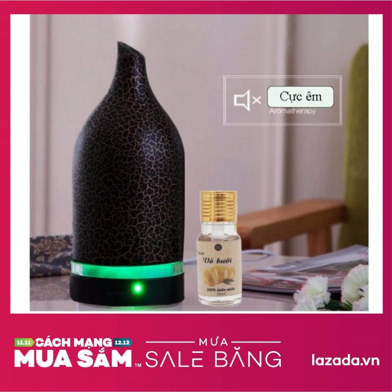 Bảng giá Máy khuếch tán tinh dầu gốm thấu quang đen bông dung tích 120ml 2 chế độ phun dành cho phòng dưới 30m2 tặng 10ml tinh dầu vỏ bưởi Ngọc Tuyết