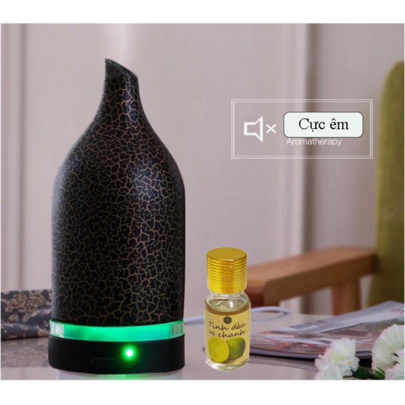 Bảng giá Máy khuếch tán tinh dầu gốm thấu quang đen dung tích 120ml phun tầm 8 tiếng dành cho phòng dưới 30m2 tặng 10ml tinh dầu chanh Ngọc Tuyết