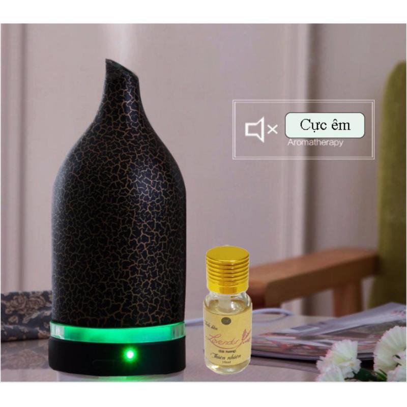 Bảng giá Máy khuếch tán tinh dầu gốm thấu quang đen bông dung tích 120ml 2 chế độ phun dành cho phòng dưới 30m2 tặng 10ml tinh dầu oải hương Ngọc Tuyết