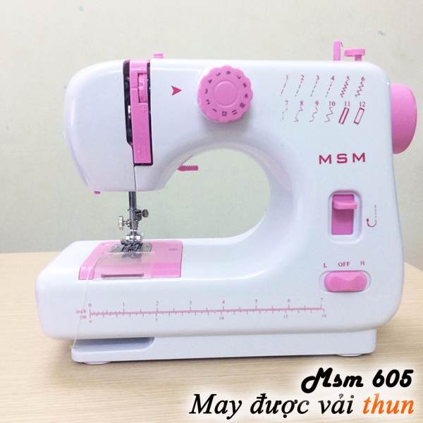 Bán Máy May Mini 605 Có Vắt Sổ May được Vải Thun 12 Zigzac Trắng Hồng
