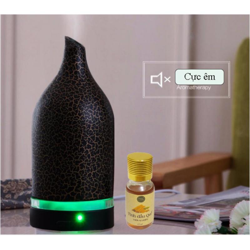 Bảng giá Máy khuếch tán tinh dầu gốm đen bông dung tích 120ml 2 chế độ phun, tạo ẩm, khử mùi, lộc không khi tặng 10ml tinh dầu quế Ngọc Tuyết