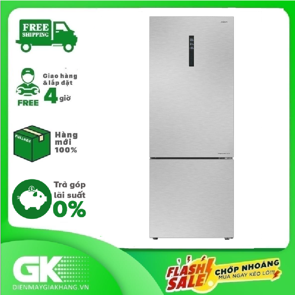 TỦ LẠNH AQUA AQR-I465AB-SW 455 LÍT