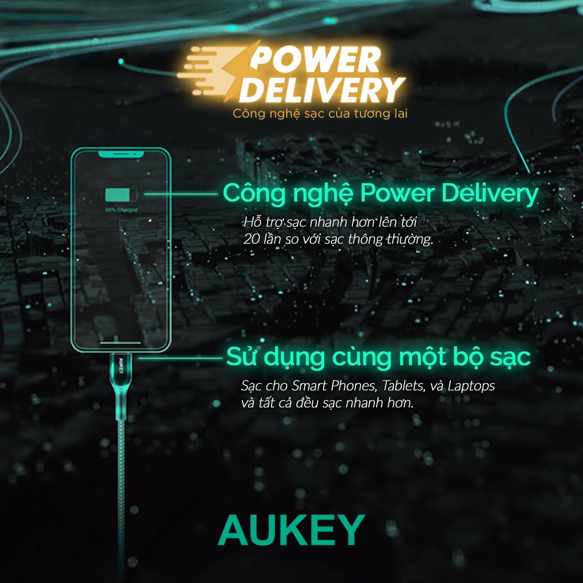 CÁP SẠC USB TYPE-C TO LIGHTNING AUKEY CB-CL1