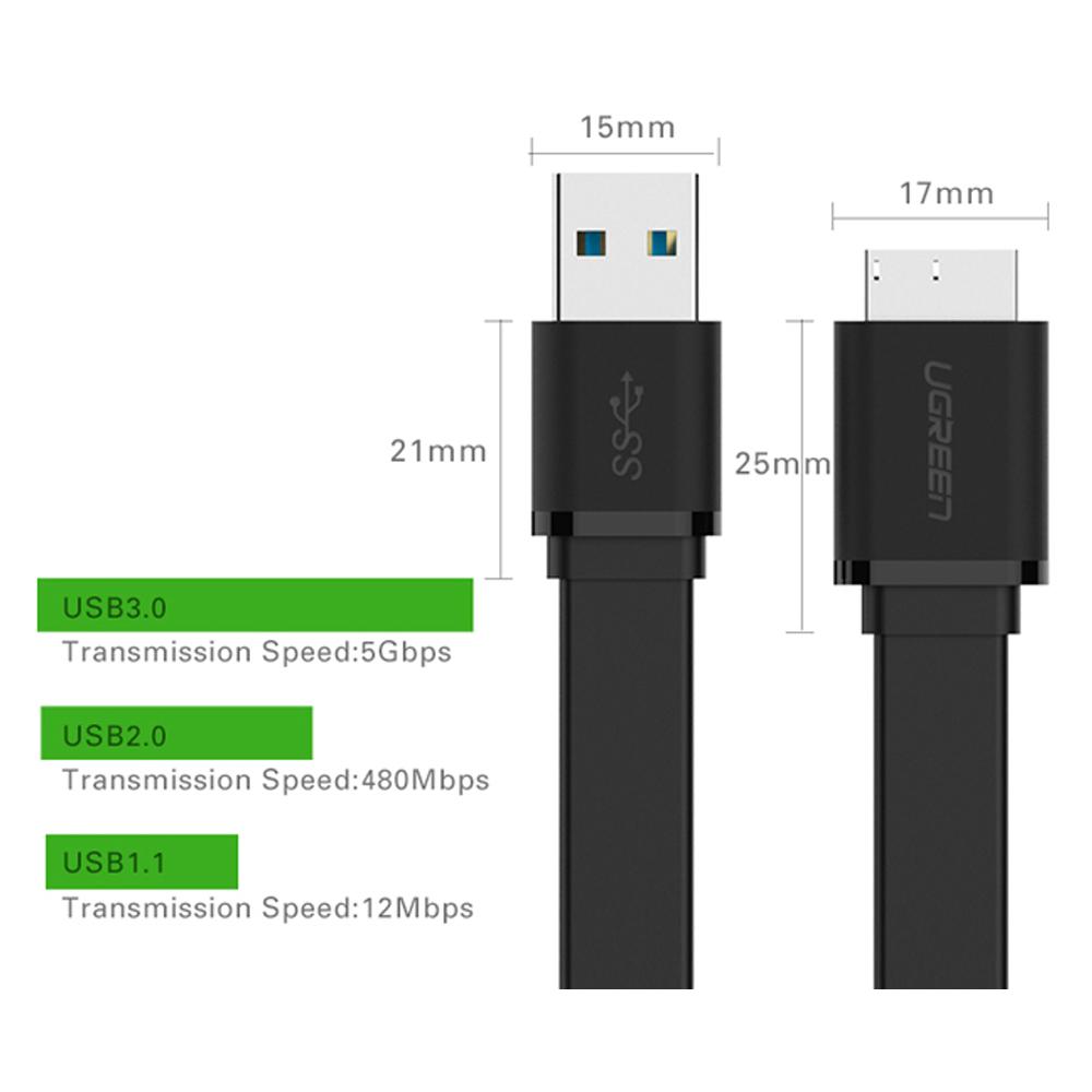 Cáp USB 3.0 to Micro B 0.25M chính hãng Ugreen 10852
