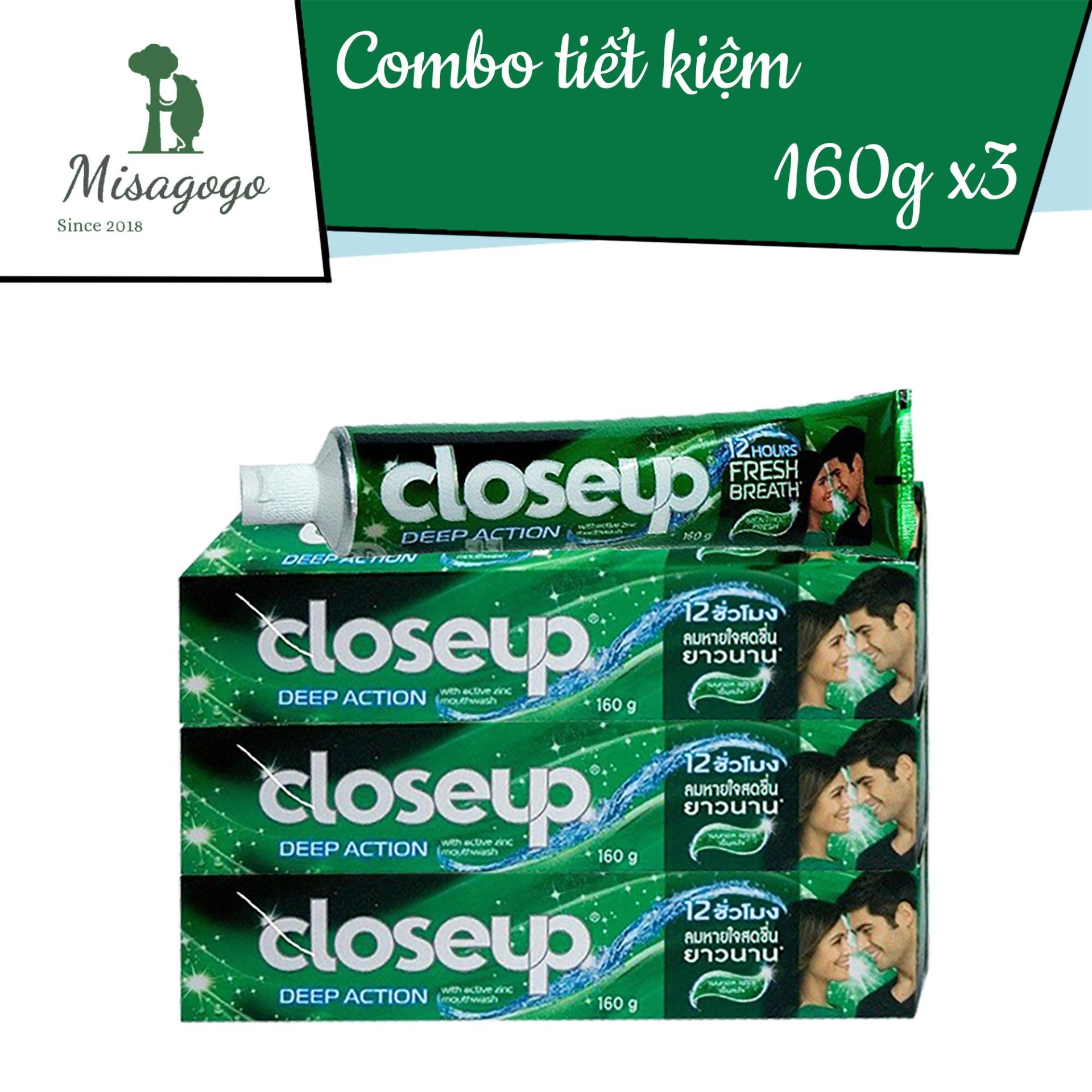 Kem Đánh Răng Close Up Bạc Hà 160g combo 3 hộp