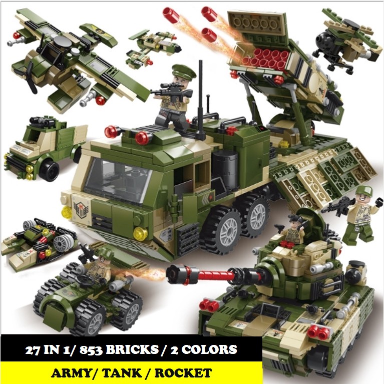 Bộ đồ chơi lắp ráp xe tăng chiến đấu, Xe Rocket 27 trong 1 LELE BROTHER 8563