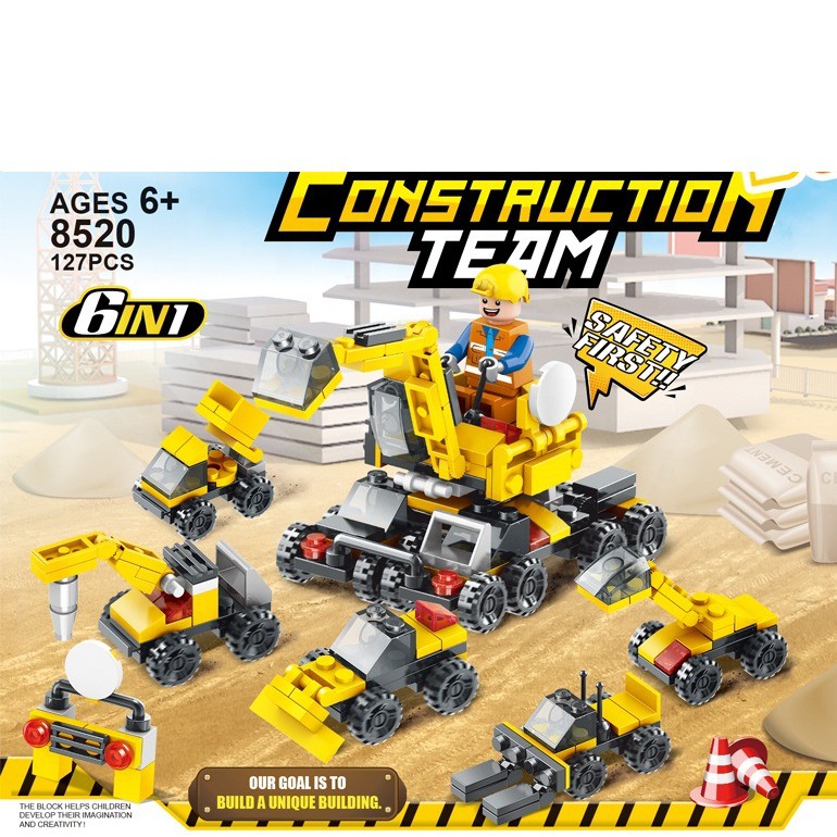 Bộ lắp ráp đội thi công công trình Construction Team 6in1 Lele Brother 8520 - 127 chi tiết