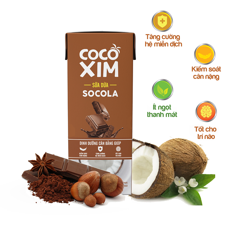 Sữa Dừa Cocoxim socola 180ml combo 2 hộp