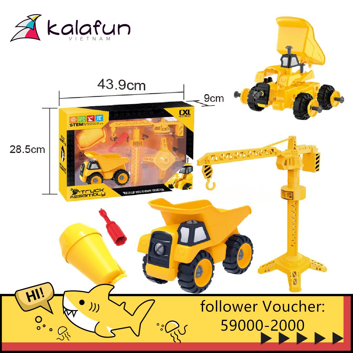 Đồ chơi xe công trình 2in1 và tháp cẩu hàng CXL200-32C