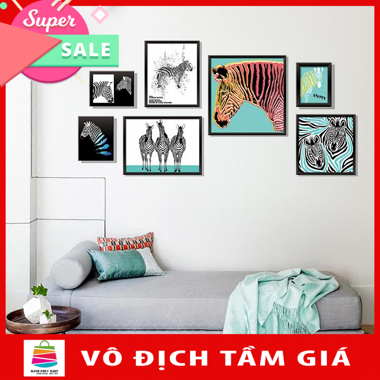 Bộ 7 tranh ngựa vằn XL8326