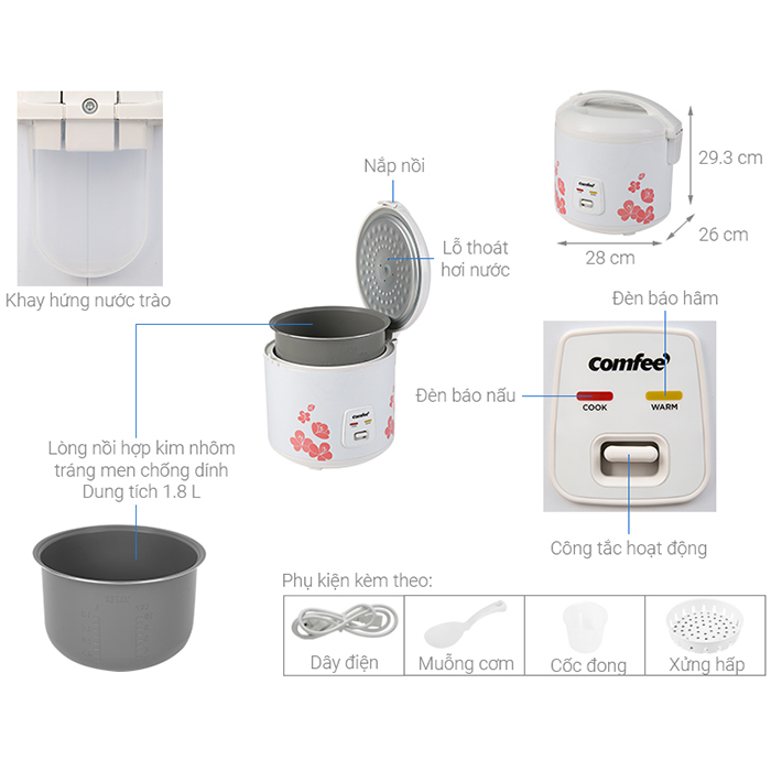 Nồi cơm điện Comfee CR-CM1820 C 1.8L
