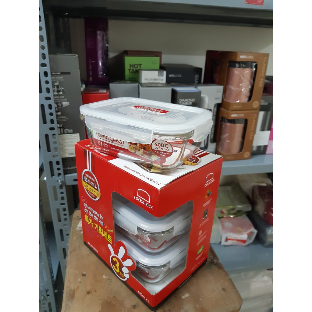 Bộ hộp thủy tinh Lock&Lock LLG428S3GRY