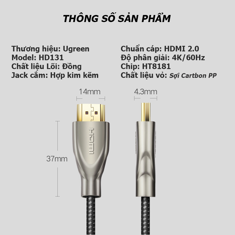 Cáp HDMI 2.0 Ugreen 50110