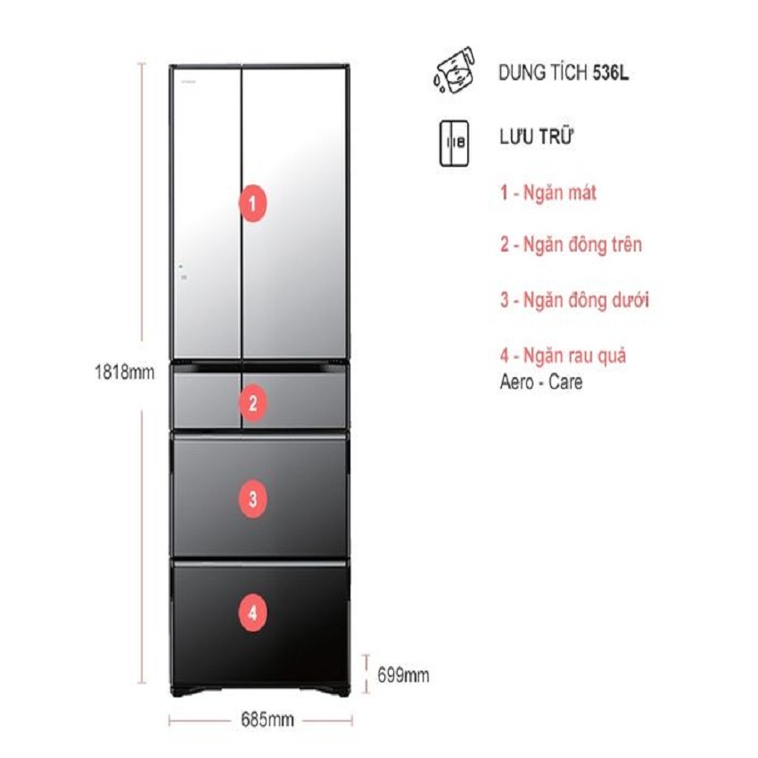 TỦ LẠNH HITACHI R-G520GV 536L