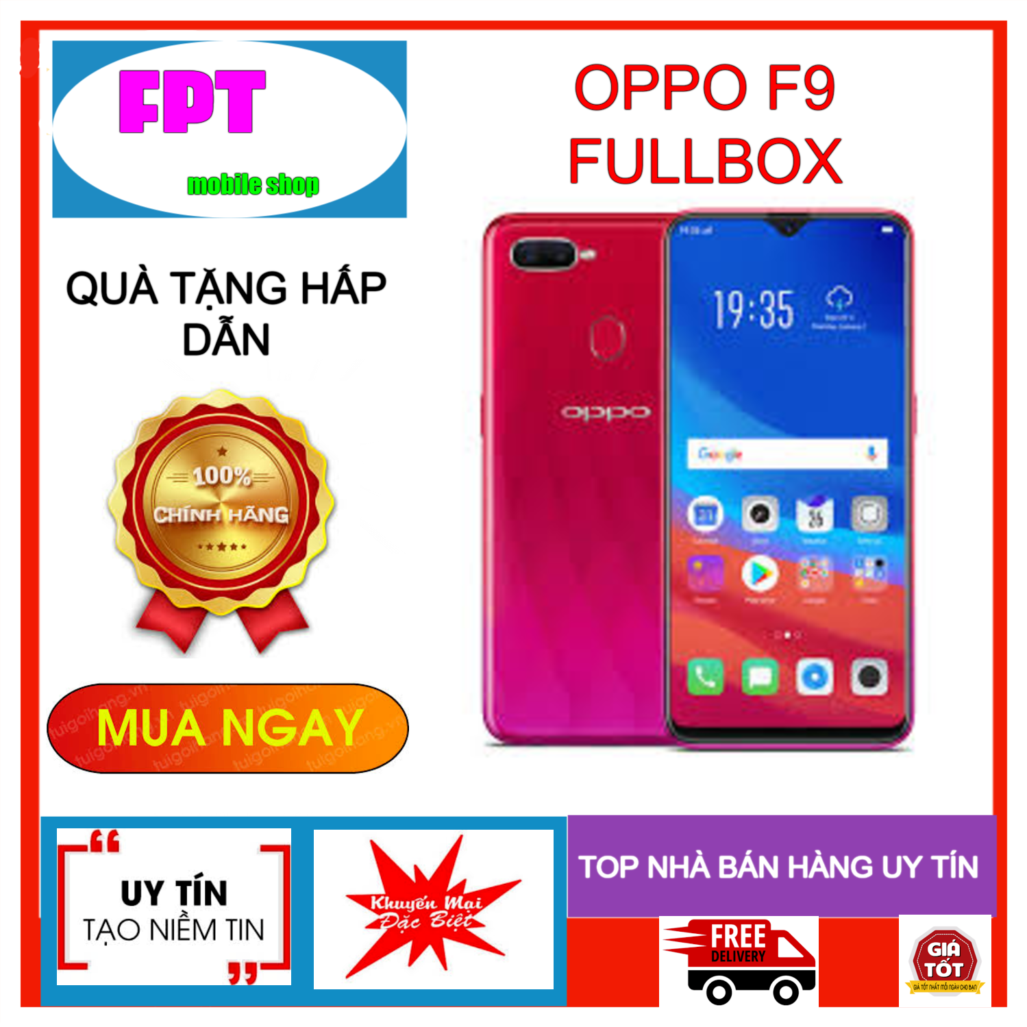 Điện thoại Oppo F9 - 4GB RAM, 64GB, 6.3 inch