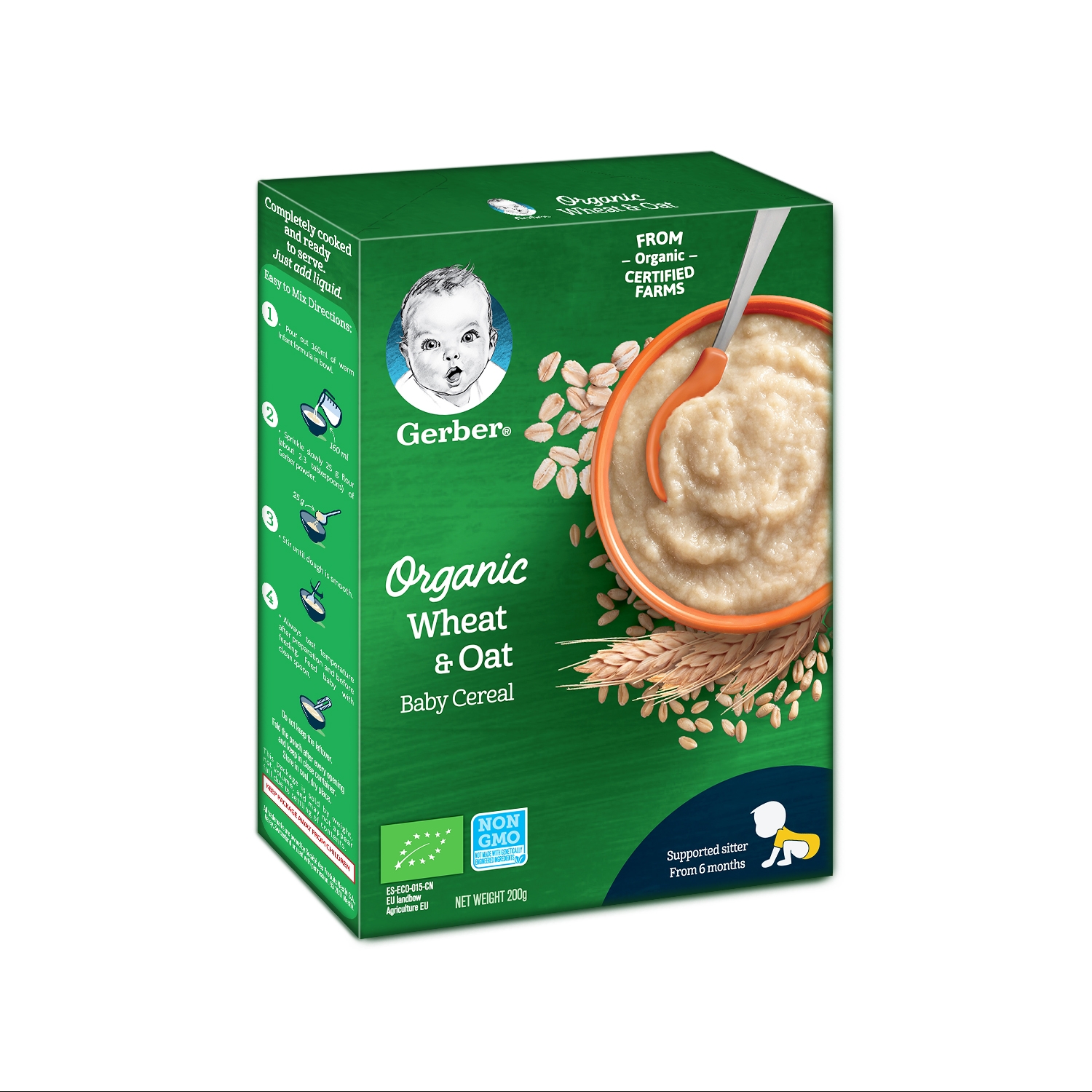 Bột ăn dặm Gerber Organic lúa mì yến mạch 200g