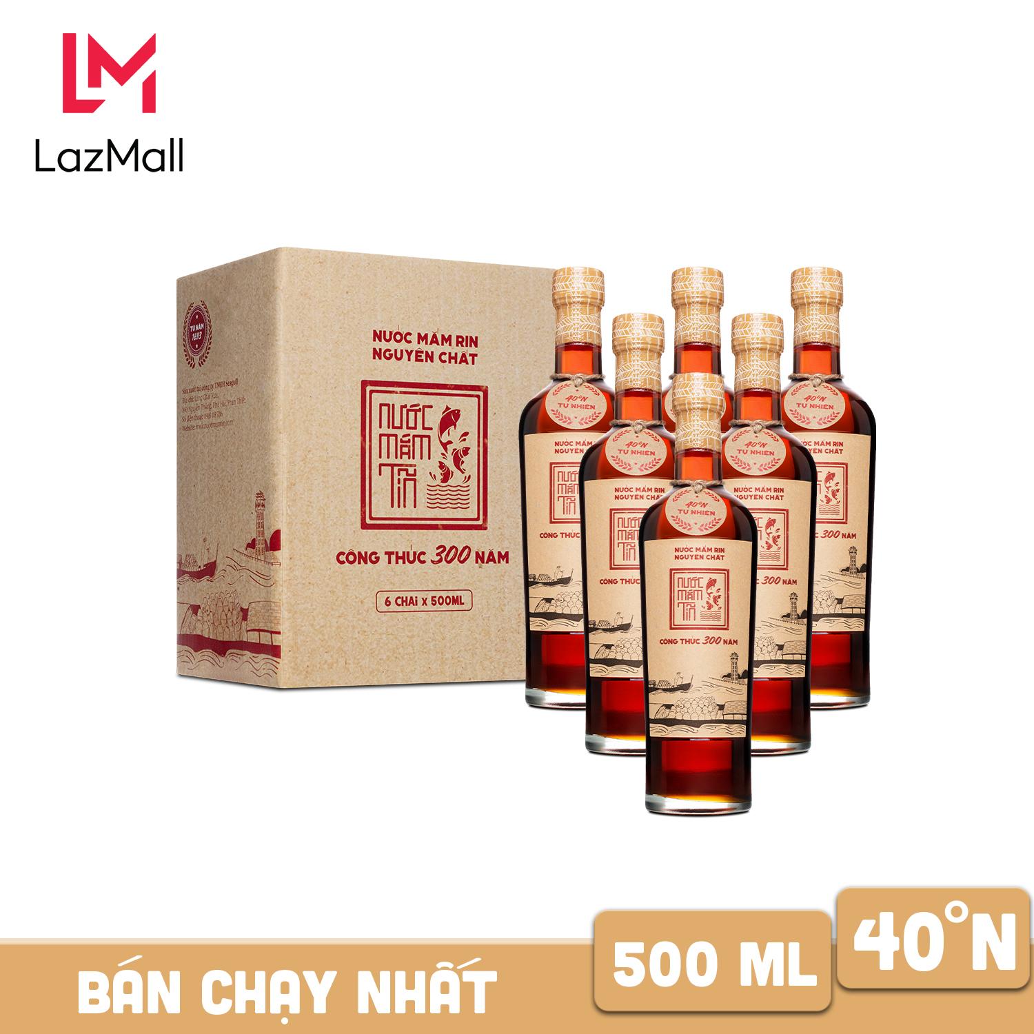 Nước mắm Tĩn Phan Thiết nhãn đỏ 500ml 40 độ đạm – thùng 6 chai