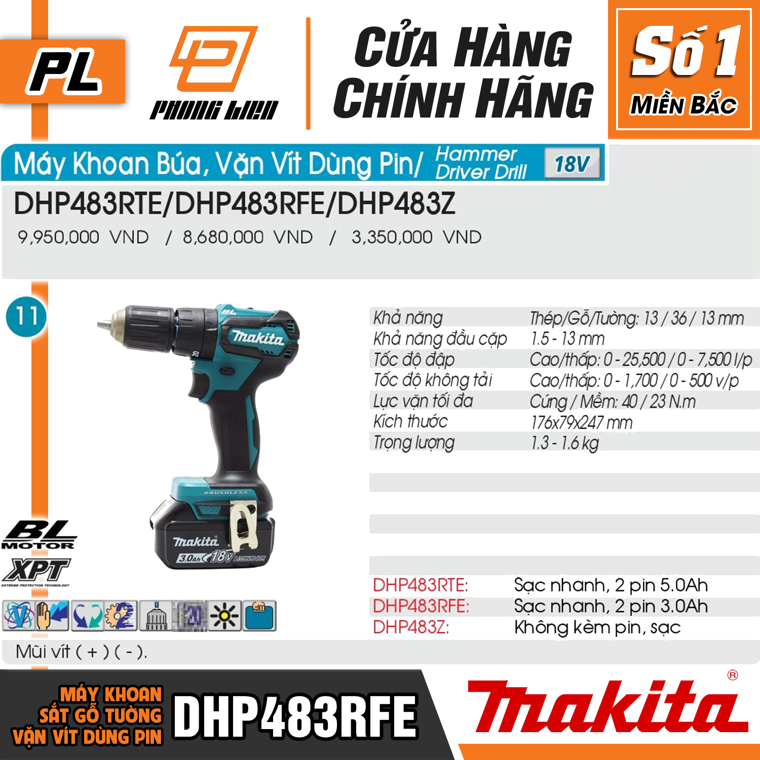 MÁY KHOAN MAKITA DHP483RFE