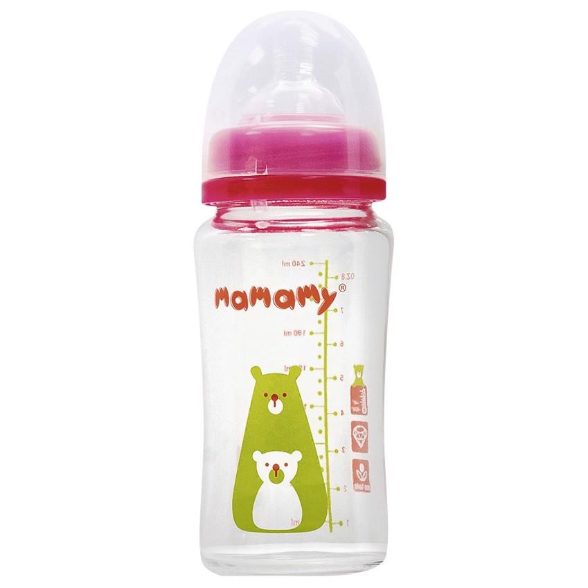 Bình sữa thủy tinh cổ rộng Mamamy 120ml