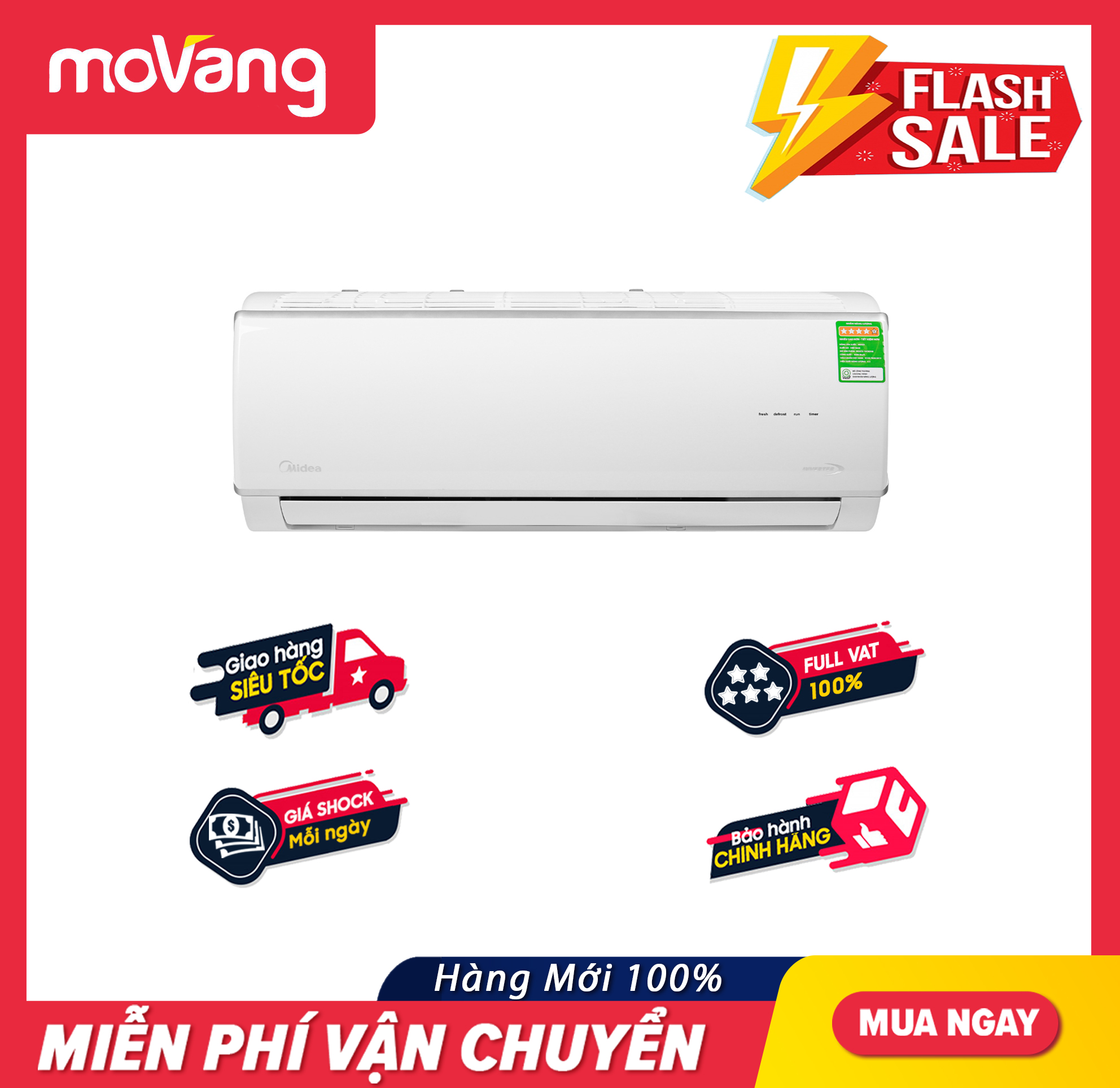 Máy Lạnh/điều hòa Midea MSAFA-13CRDN8 Inverter 1.5 HP