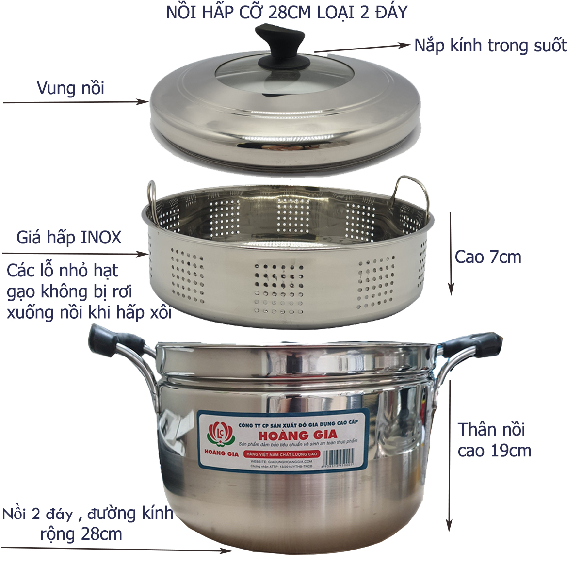 Nồi hấp Hoàng Gia 28cm
