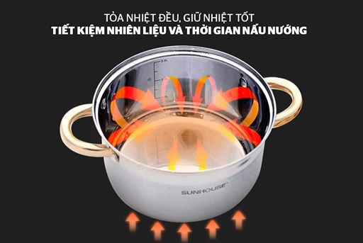 NỒI INOX 5 ĐÁY SUNHOUSE SHG24226