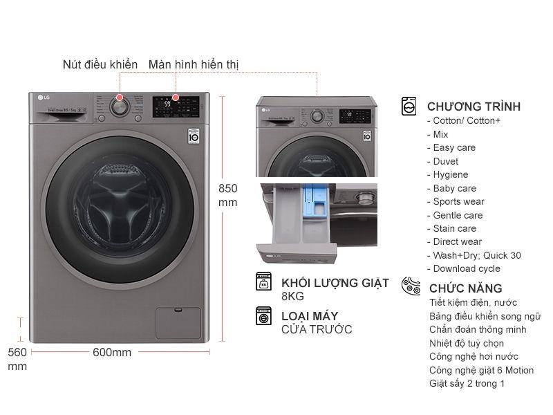 Máy giặt sấy LG FC1409D4E 9kg