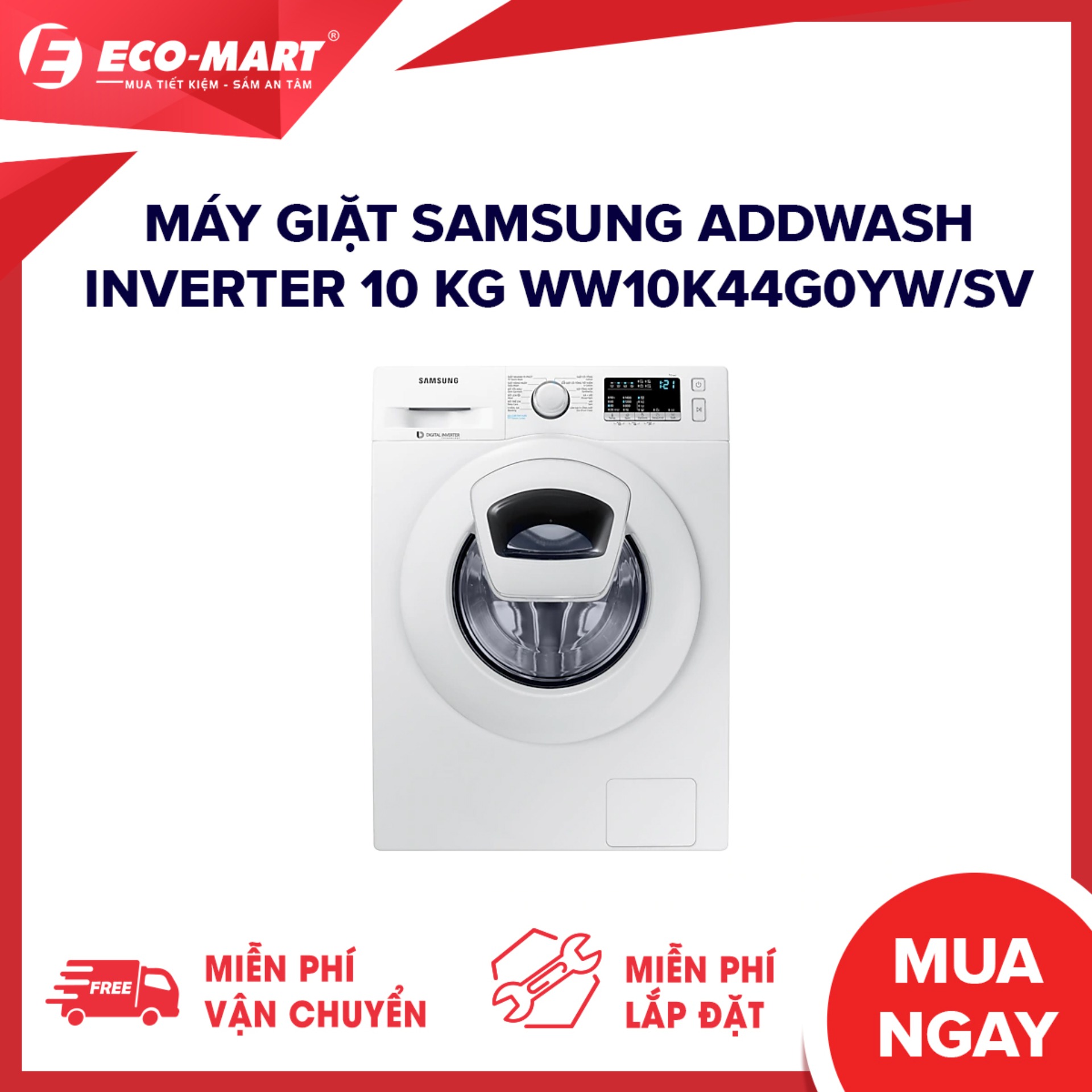 Máy giặt Samsung Addwash Inverter WW10K44G0YW/SV 10 Kg