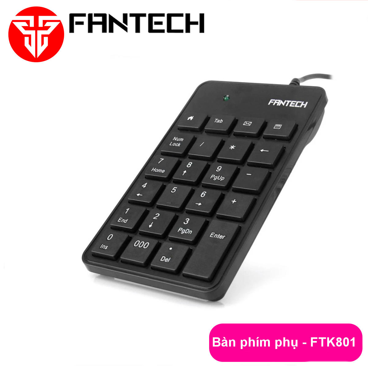 Bàn phím phụ với 23 phím số cơ bản Fantech FTK-801