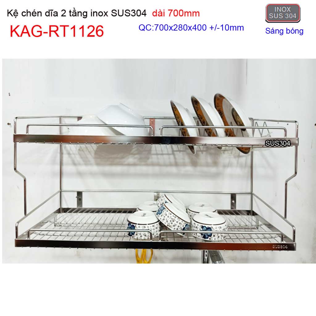 KỆ ĐỰNG CHÉN BÁT 2 TẦNG INOX KAG-RT1126