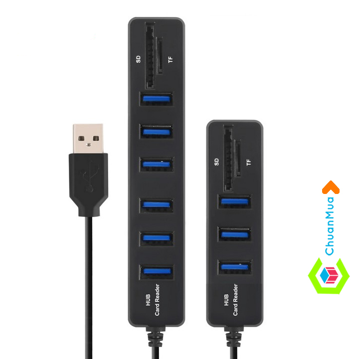 HUB 6 CỔNG USB 2.0 KIÊM ĐẦU ĐỌC THẺ NHỚ PKA189
