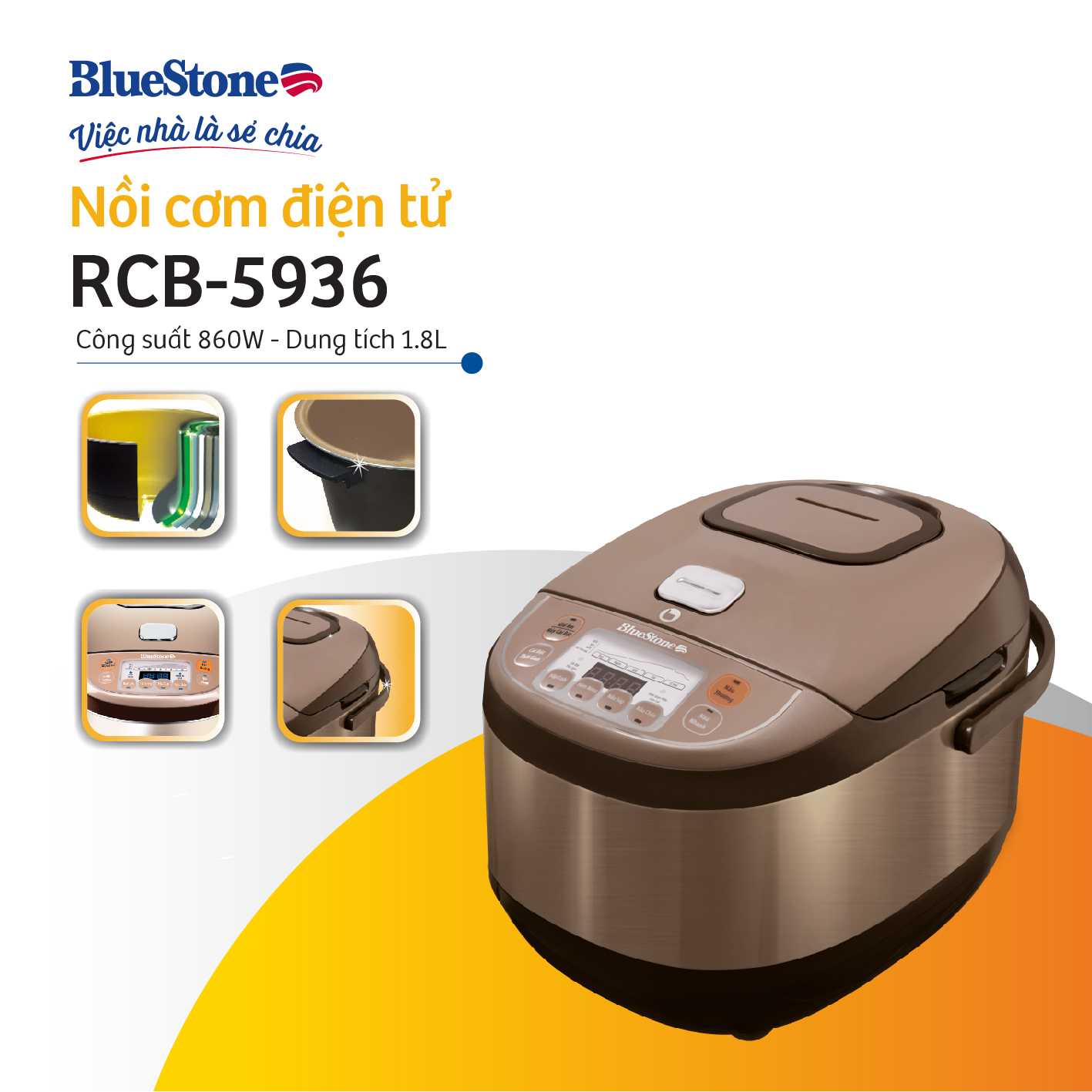Nồi cơm điện tử BlueStone RCB-5936 - 1.8L