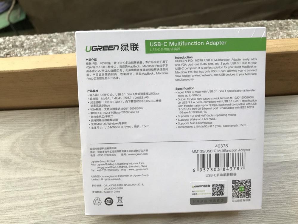 Bộ chuyển đổi Type-C sang VGA Ugreen 40378