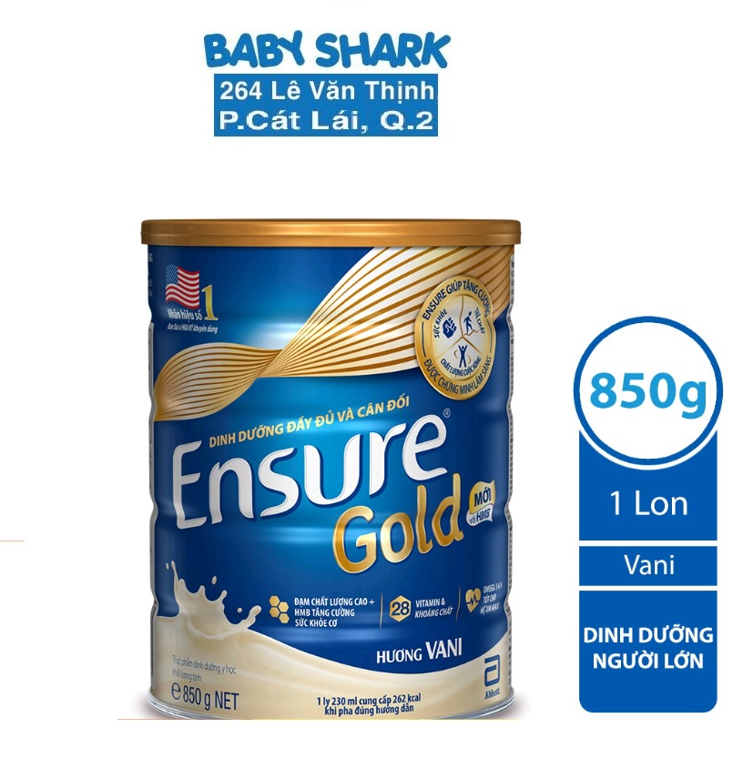 Sữa bột ensure gold abbott hương vani hmb 850g