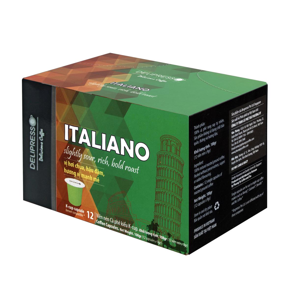 Cà phê Delipresso Italiano 80 viên 9g