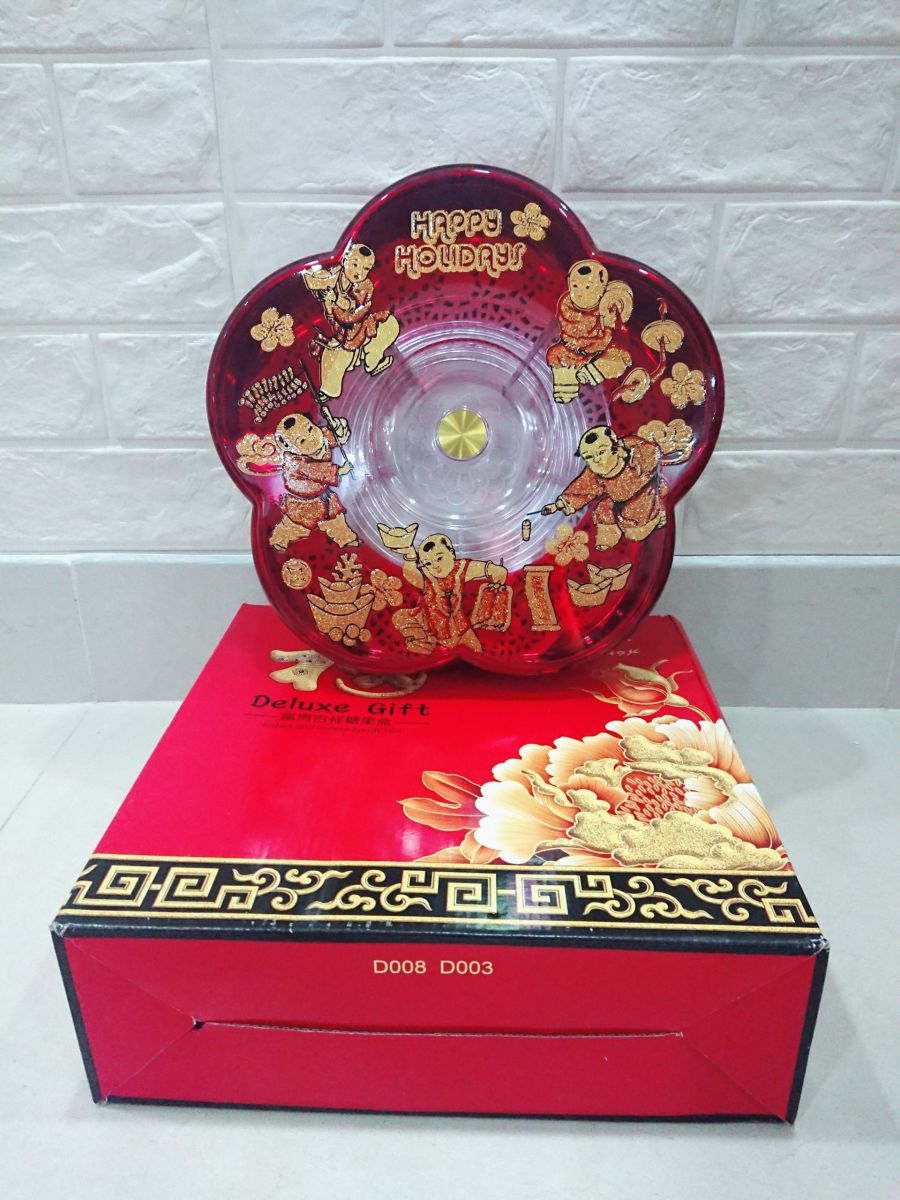 KHAY MỨT HOA MAI 5 CÁNH CÓ NHẠC