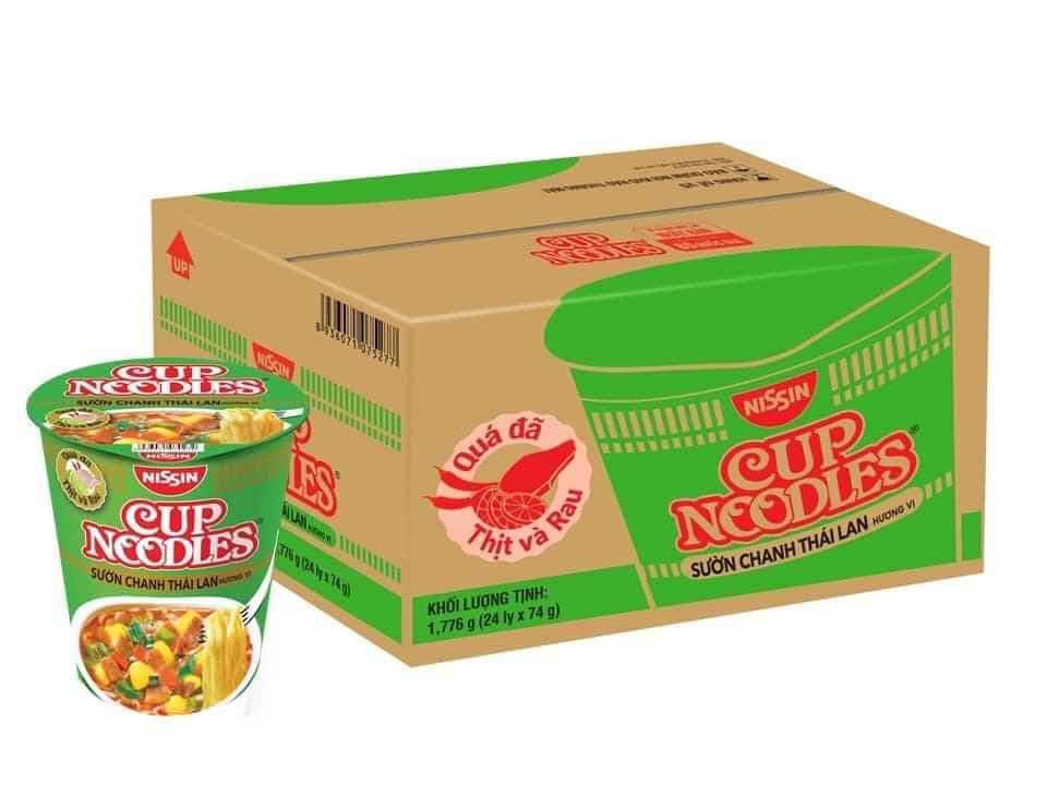 Mì Cup Noodles Sườn Chanh 74g thùng 24 ly